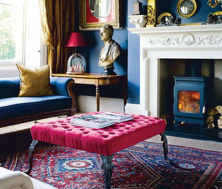 Colourful Sitting Room with fireplace